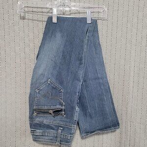 ZCO Washed Blue Straight Leg Women's Jeans with Decorative Pocket